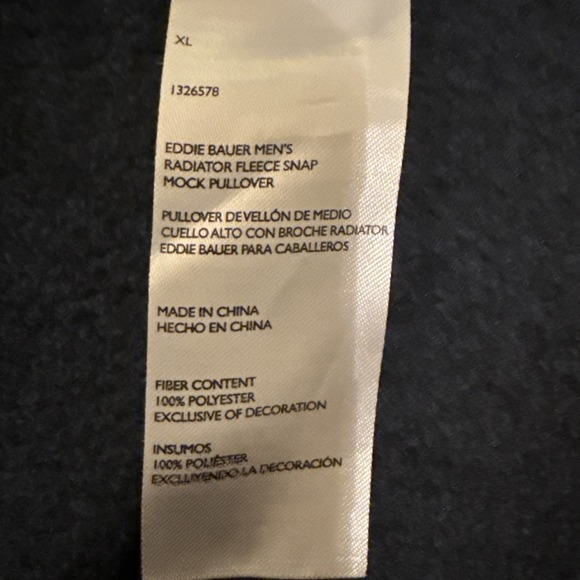 Eddie Bauer Men's 3 Button Fleece Sweater Blue XL Long Sleeve Mock Neck Pullover - Picture 7 of 8